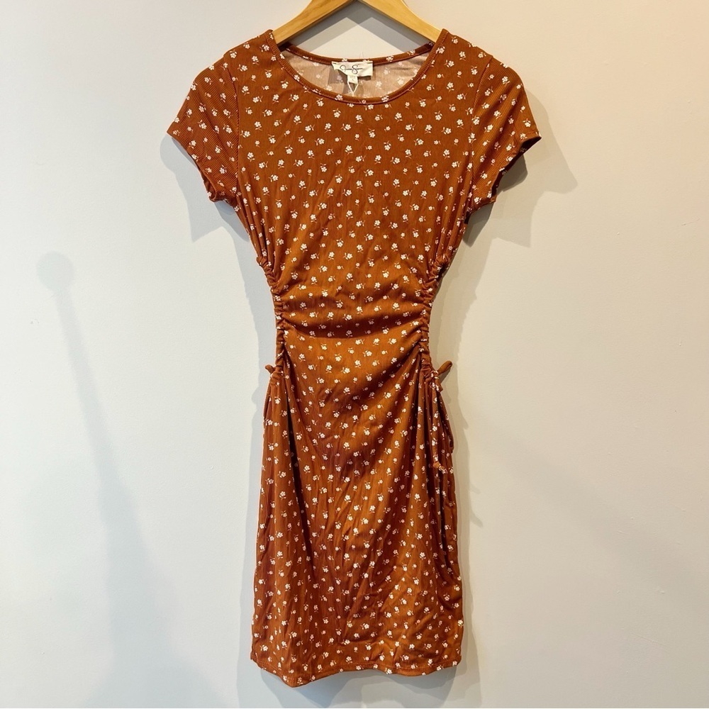 Jessica Simpson Brown Floral Cut Out Mini Dress